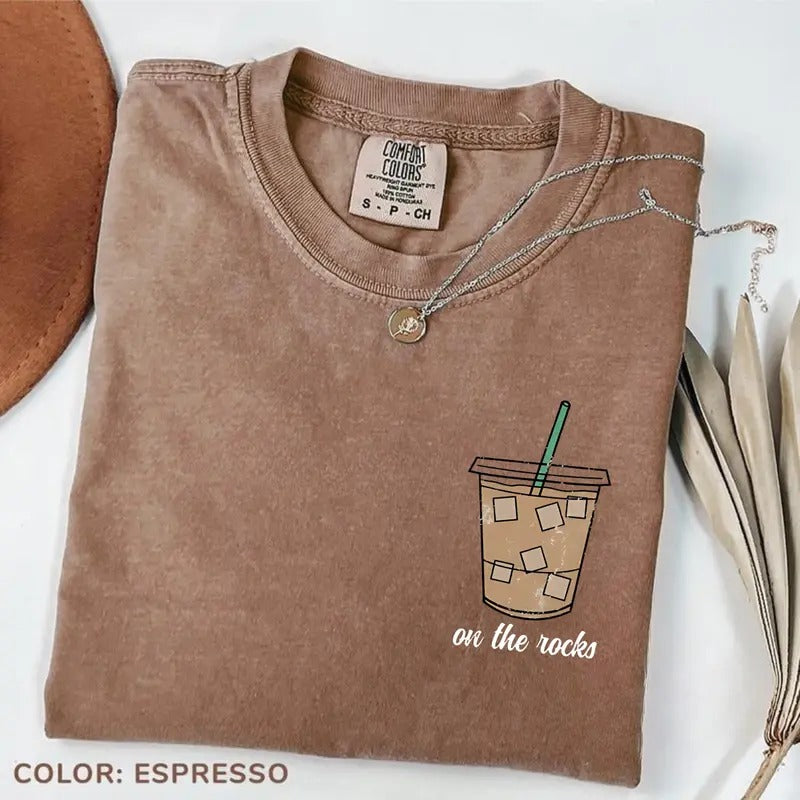 Comfort Color On The Rocks Iced Coffee Shirt, Trendy Coffee Graphic Tee, Weather Graphic Tee, Fall Coffee Gift, Coffee...