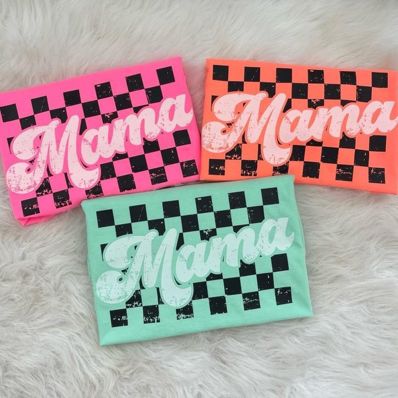 Comfort Colors Checkered Mama Comfort Color Mother's Day T-Shirt Womenswear Fashion Tops Hoodie, Sweatshirt