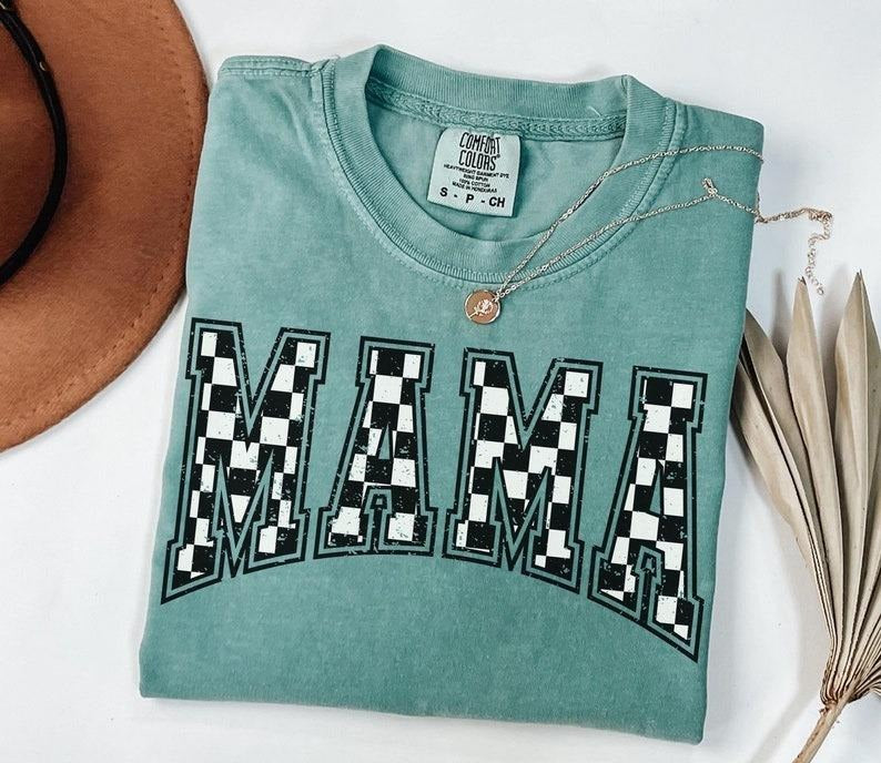 Comfort Colors Checkered Mama Shirt Gift for Mom, Retro Mom Tee, Mother's Day Gift, Vintage Checkered Mama Tshirt,...