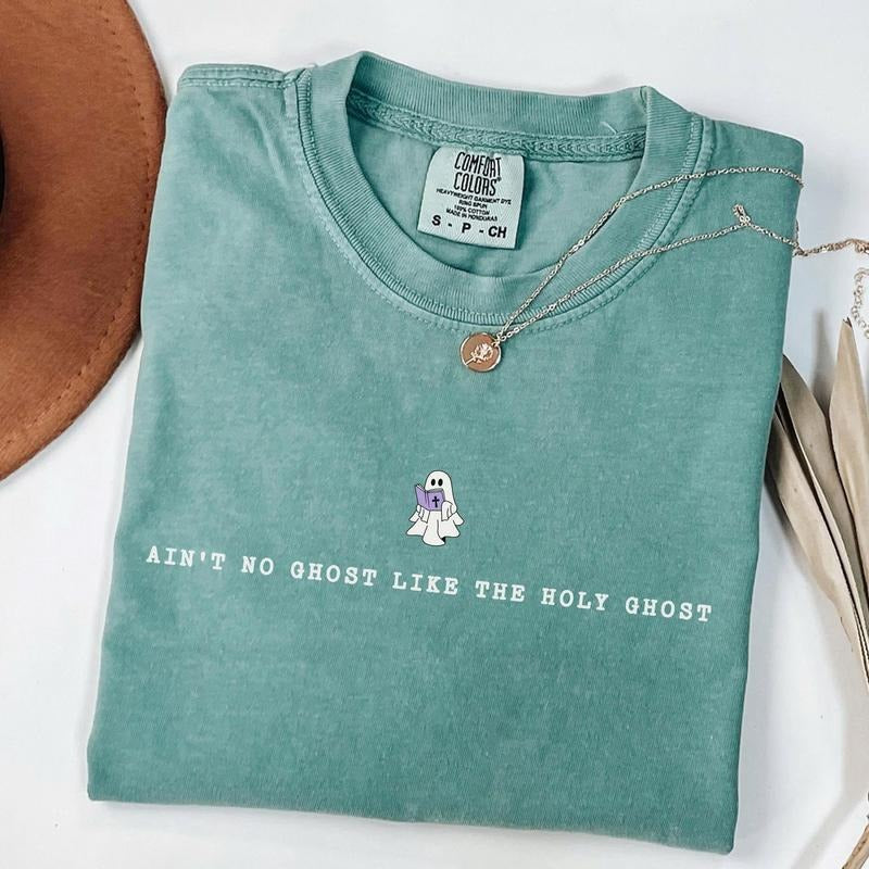 Comfort Colors Christian Halloween Shirt, Holy Ghost Fall T-Shirt, Funny Jesus Shirt for Halloween, Spiritual Halloween...