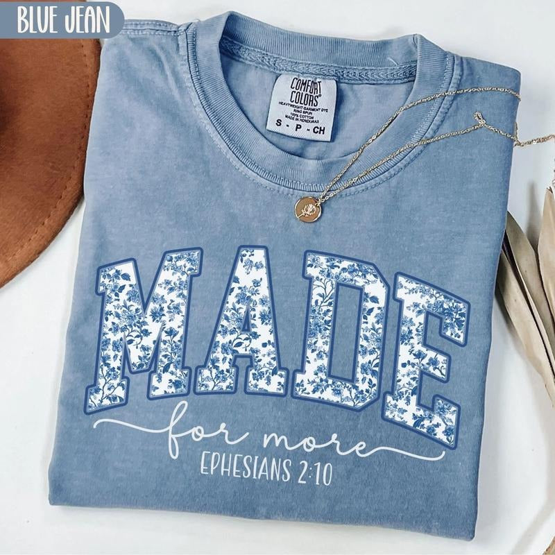 Comfort Colors Comfort Colors Made for More Christian Shirt Bible Verse Tshirt Religious Faith Gift for Women, Toile de...