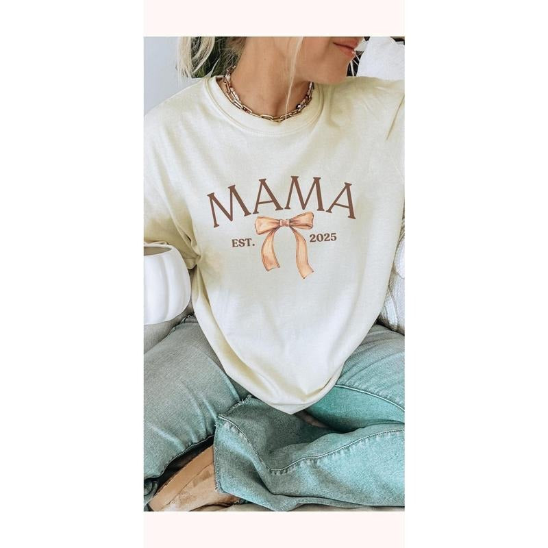 Comfort Colors Coquette Mama Shirt For Mothers Day Gift From Daughter Bow Mama Fall Tshirt Birthday Gift For Mom Hoodie,...