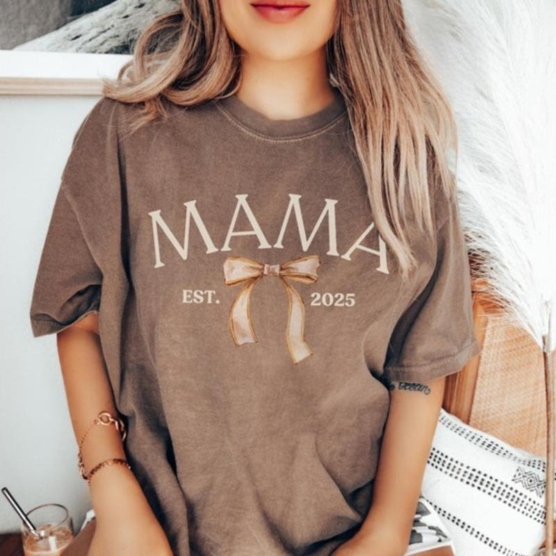 Comfort Colors Coquette Mama T-Shirt For Mothers Day Gift From Daughter Bow Mama Fall Tshirt Birthday Gift For Mom New...