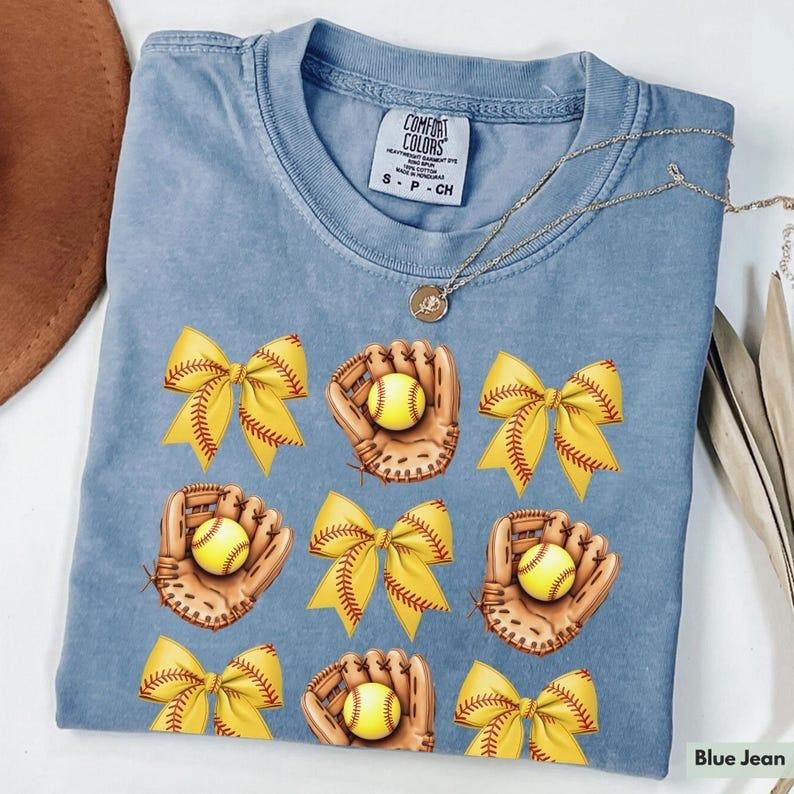 Comfort Colors Coquette Softball Shirt for Softball Mom Shirt Womens Baseball Shirt Softball Lover Shirt Softball Season Softball Bow Tee