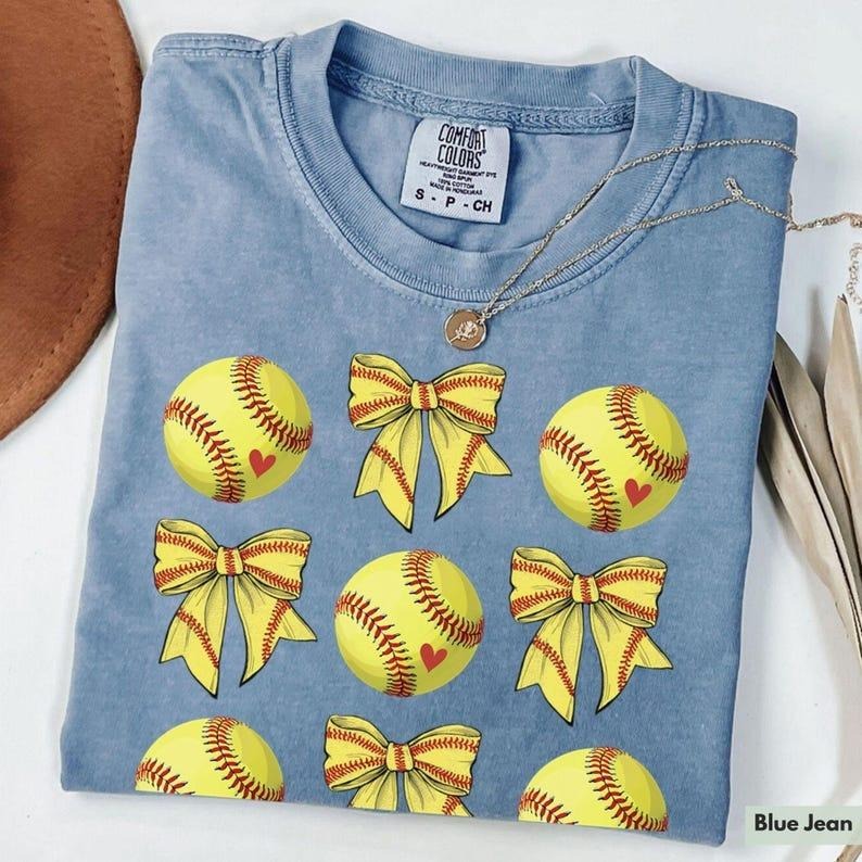 Comfort Colors Coquette Softball Shirt, Cute Softball Shirt, Womens Softball Tee, Softball Lover Shirt, Softball Season,...