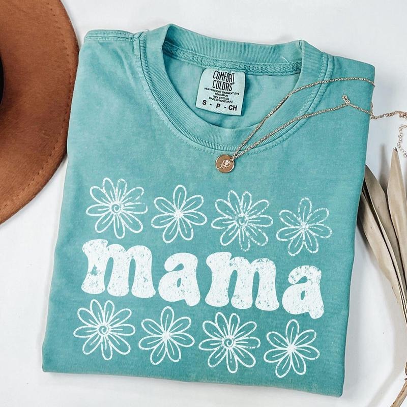 Comfort Colors Cute Mama Shirt, Mothers Day Gift For Mom, Floral Mama Shirt, Pregnancy Announcement, Unique Mom Gift...
