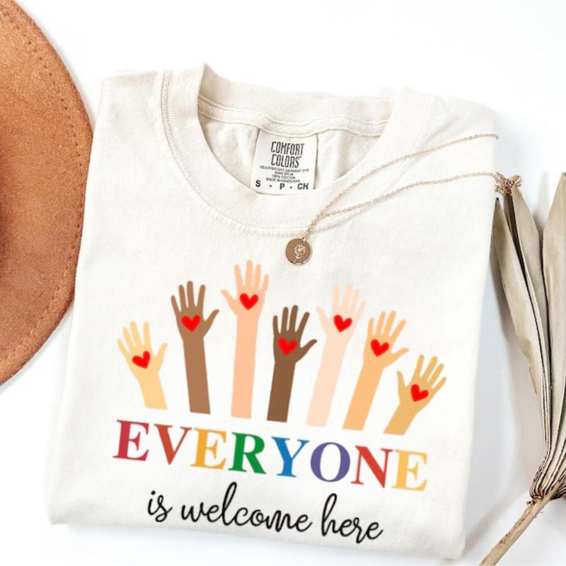 Comfort Colors Everyone Is Welcom Here Shirt, inclusion and equality shirt,  protest and resist idaho teacher Tees...