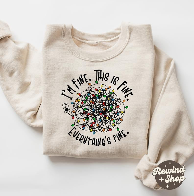 Comfort Colors Everything Is Fine Christmas Premium Heavyweight Sweatshirt - Holiday Sweatshirt - Christmas Gift - Funny...