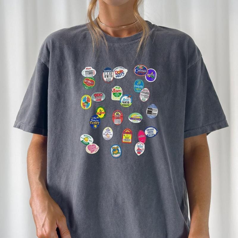 Comfort Colors Fruit Sticker Shirt, Summer Graphic Tee Hoodie, Sweatshirt | UrbanDripWear.com