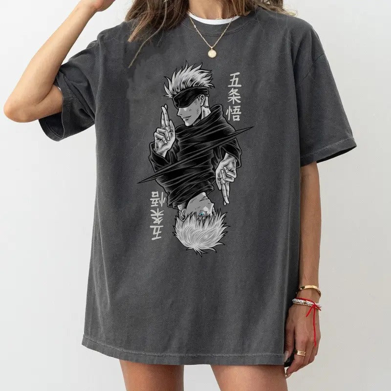 Comfort Colors Gojo Satoru Shirt, Jujutsu Kaisen Tshirt, Best Anime Shirts, Gift For Anime Lovers, Gojo Badass, Anime Apparel, JJK Shirt