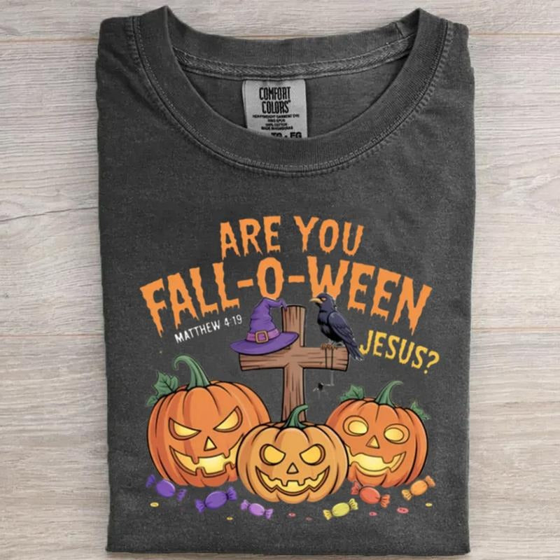 Comfort Colors Halloween Shirt, Are You Fall-O-Ween Jesus Pumpkin Graphic Tee, Christian Halloween Shirt, Vintage Style,...