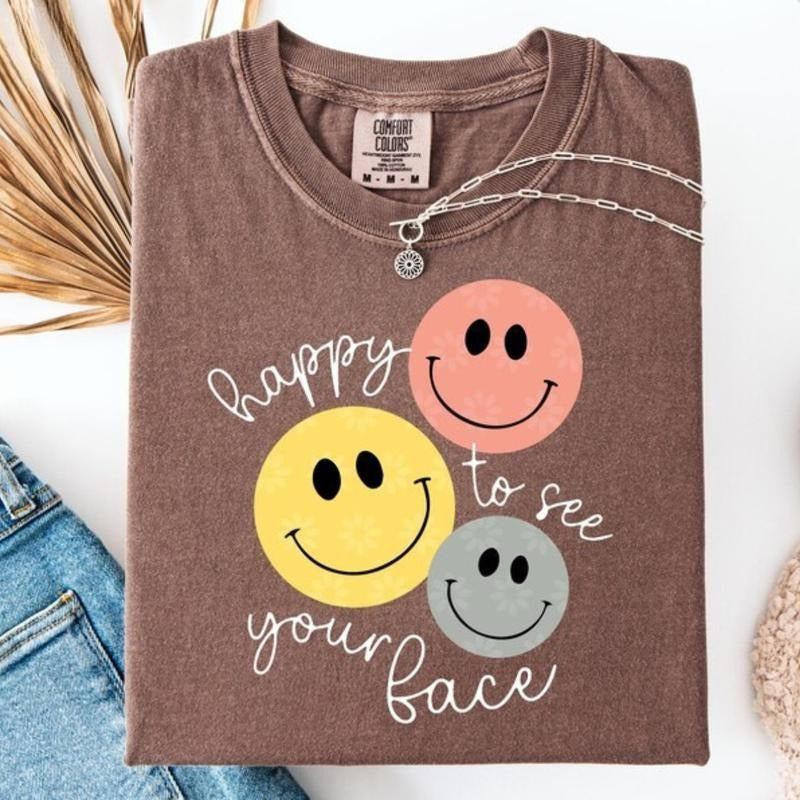 Comfort Colors Happy To See Your Face Shirt, Back To School Teacher Shirt, Shirts for Teachers, Teacher Life...