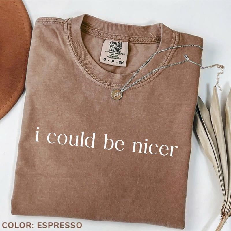 Comfort Colors I Could Be Nicer Shirt, Funny Tee, Sarcastic Small Text T-shirt, Sassy Graphic Tee For Women Hoodie,...