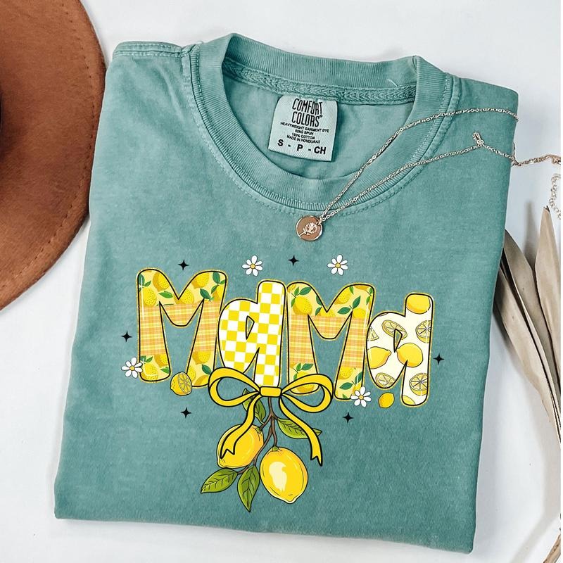 Comfort Colors Lemon Mama Shirt, Summer Mama Tee, Lemon Bow Mom T-Shirt Hoodie, Sweatshirt | UrbanDripWear.com