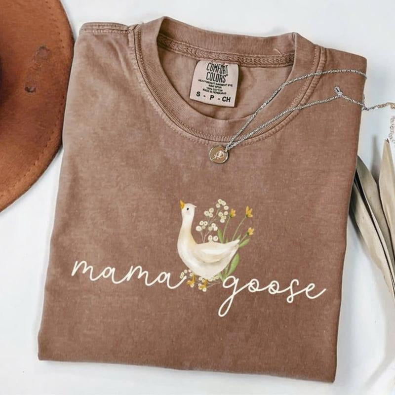 Comfort Colors Mama Goose T-Shirt, Floral Goose Mom T-Shirt, Vintage Mother's Day Gift, Goose Birthday Tee For Mom, Goose...