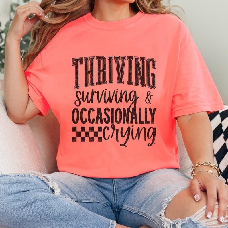Comfort Colors Occasionally Crying Women's Short Sleeve Casual Cotton Graphic Tshirt