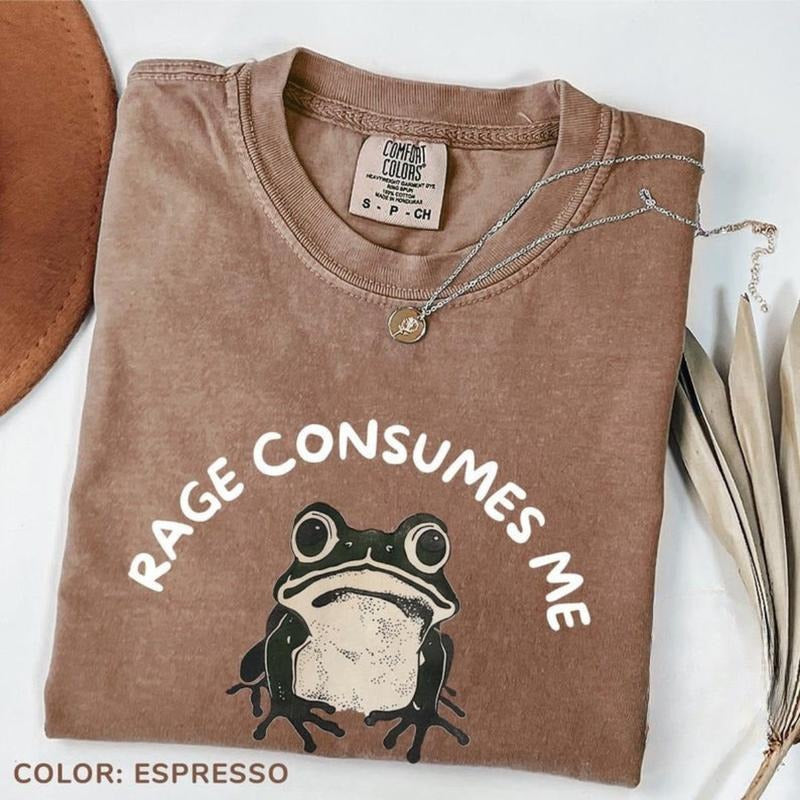 Comfort Colors Rage Consumes Me Quotes T-shirt Funny Meme  Sarcastic Funny Frog Meme Tee Funny Humor For Women Hoodie,...