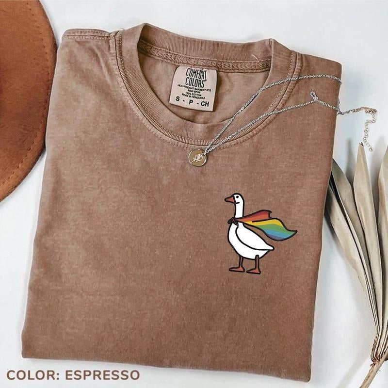 Comfort Colors Rainbow Goose Shirt LGBTQ Graphic Tee, Silly Goose Pride Shirt Transgender TeeHuman Rights LGBTQ Hoodie,...
