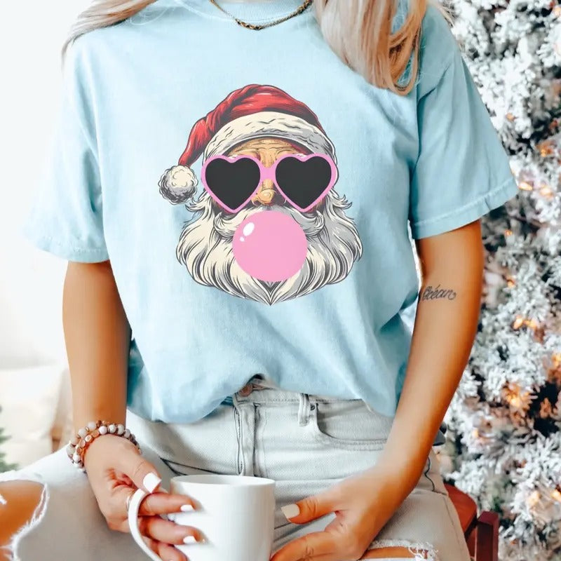 Comfort Colors Retro Cool Santa Women's Short Sleeve Graphic T-Shirt - Top, Womenswear Hoodie, Sweatshirt | UrbanDripWear.com