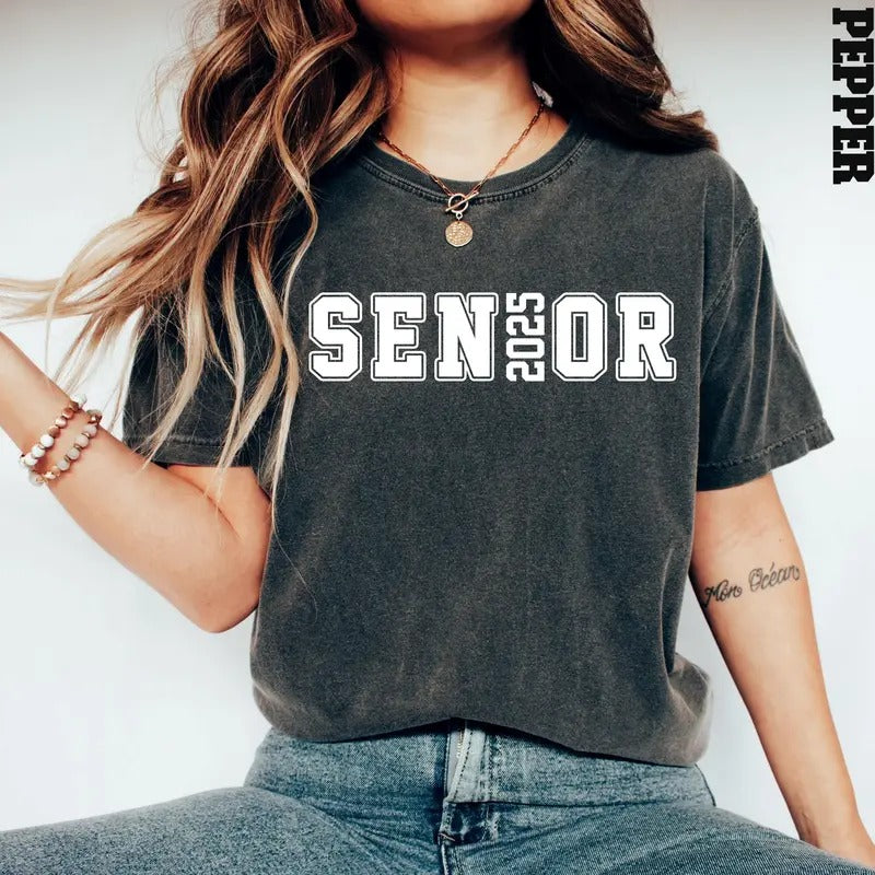Comfort Colors Senior 2025 Shirt, School Class Of 2025 Shirt, Retro Senior Tee, Graduation Shirt, Graduation 2025 Collar...