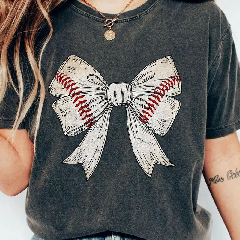 Comfort Colors Shirt, Coquette Baseball Softball Bow Shirt, Cute Baseball Mama Shirt, Mothers day Gifts For Baseball Mom,...