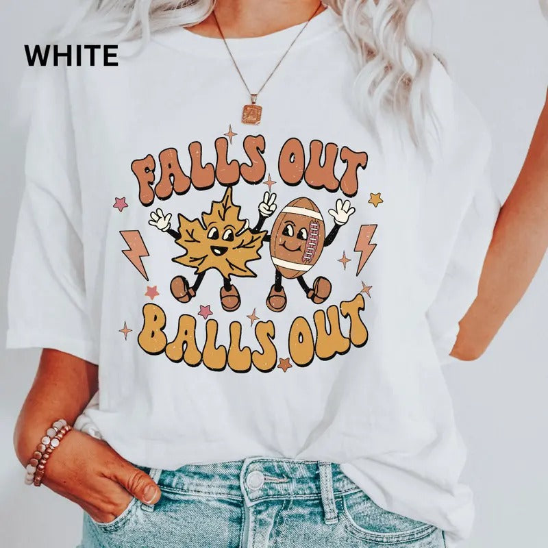 Comfort Colors Shirt, Falls out Balls Out 1 Shirt, Comfort Colors Fall Shirt, Football Graphic Shirt, Casual Shirt...