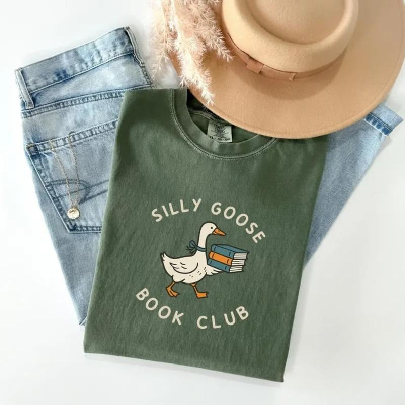 Comfort Colors Silly Goose Book Club T-Shirt, Silly Goose TShirt, Book Lover Tee, Reading Goose Tee, Back to School...