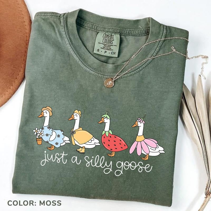Comfort Colors Silly Goose On The Loose T-Shirt, Goose T-Shirt, Silly Goose TShirts, Funny Graphic T-Shirt, Cute Goose...