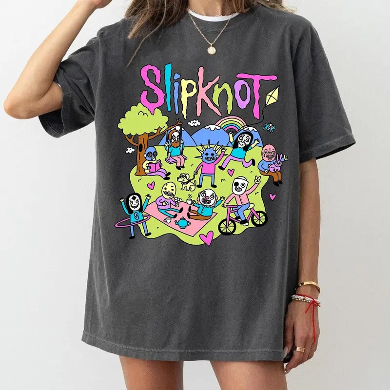 Comfort Colors Slipknot Happy Times Playing Together T-shirt, Metal Band Shirt Cotton Graphic Tee Gift Fans Hoodie,...
