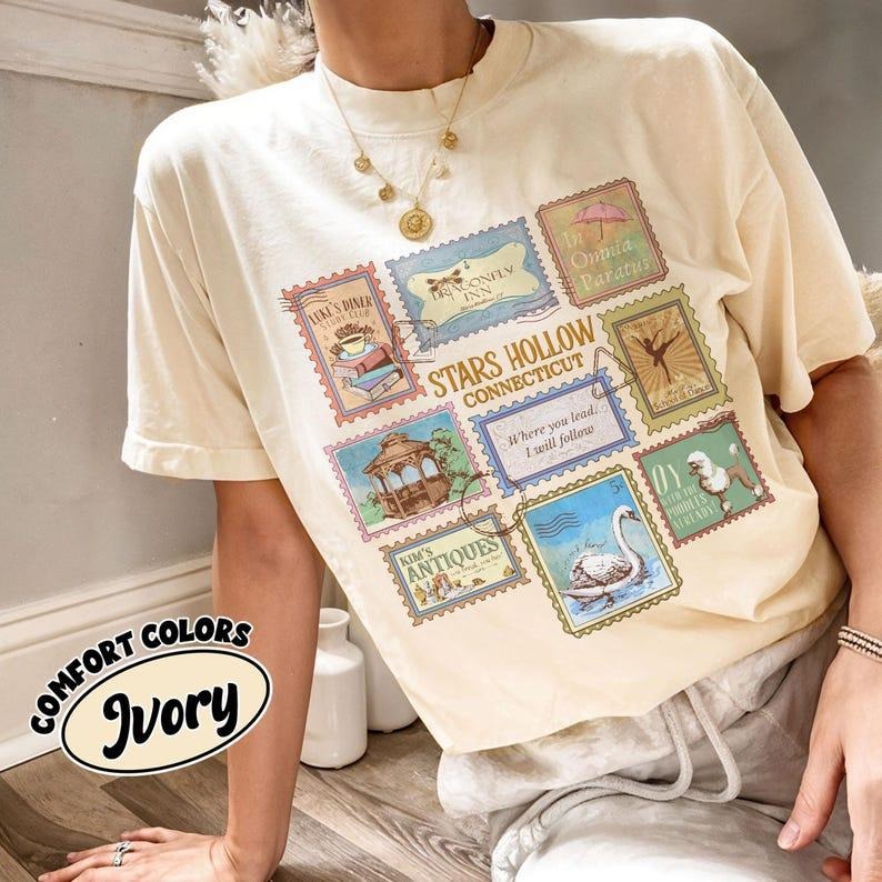 Comfort Colors Stars Hollow Stamps  Luke's Diner ShirtAutumn Festival , Retro Fall TShirt, TV Show Fans Gift Hoodie,...