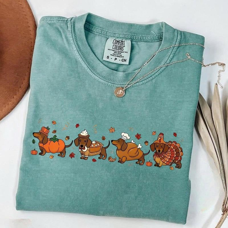 Comfort Colors Thanksgiving Wiener Dog Tshirt Funny Dachshund Costume Tee Retro Thanksgiving Gobble Graphic Tshirt Cute...