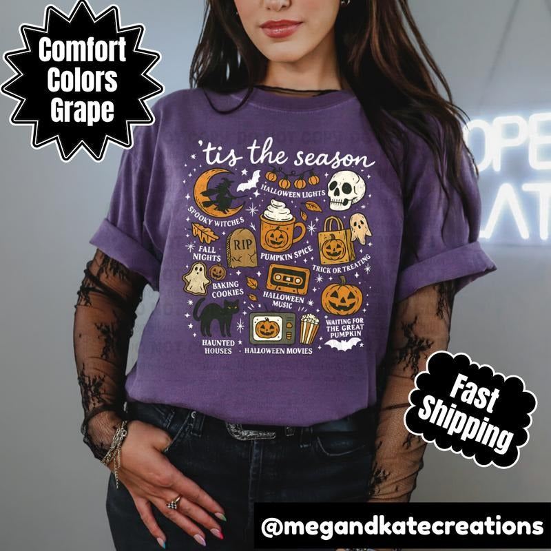 Comfort Colors Tis the Season Grape T-shirt - Spooky Season Tee Hoodie, Sweatshirt | UrbanDripWear.com