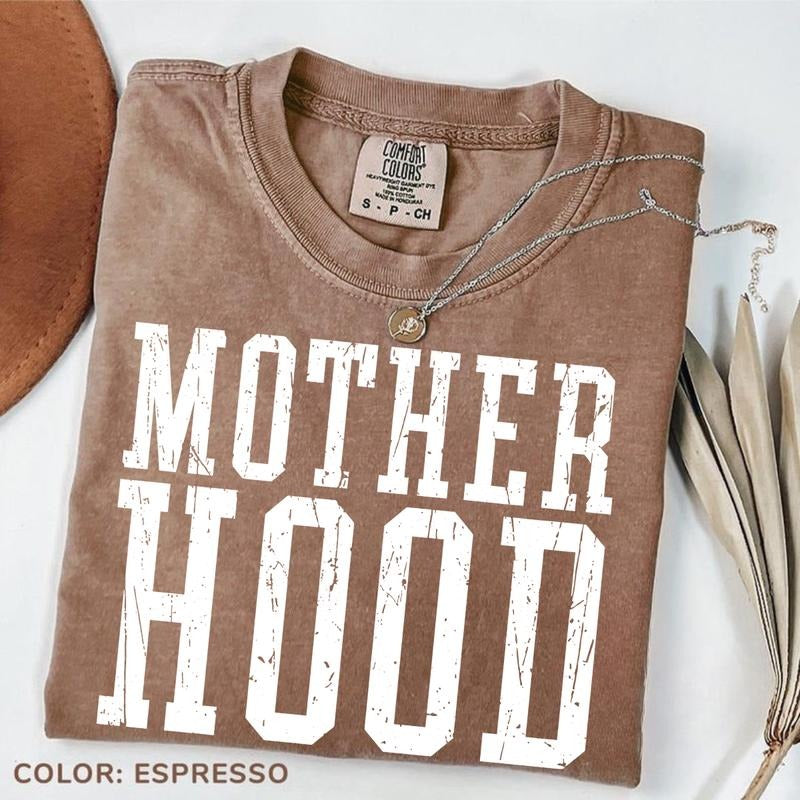 Comfort Colors Vintage Mother Hood T-Shirt, Mom Life Tee, Oversized Graphic Mom Tee, Retro Motherhood T-Shirt, Cool Mom...