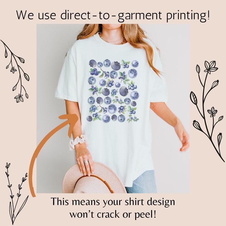 Comfort Colors Vintage Watercolor Blueberry T-Shirt - Relaxed Fit Casual Tee, Summer Wear, Boho, Fruit Lover Gift