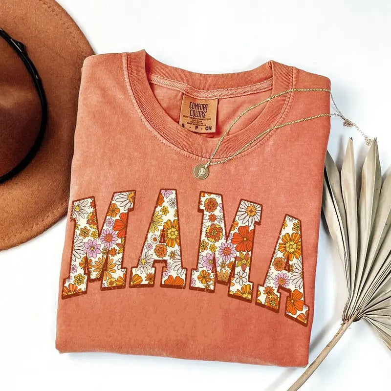 Comfort Colors Vintage floral Mama t-shirt, Mama T-Shirt, Strong Woman Shirt, gift for mothers day, Mama tee, Graphic...