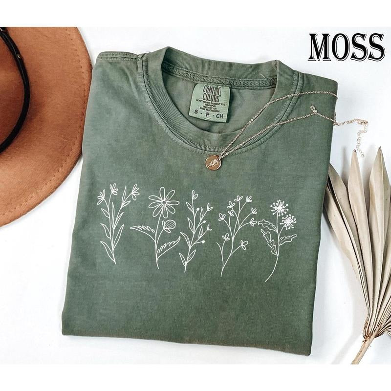 Comfort Colors Wildflower Shirt, Floral Cottagecore Tee, Wild Flower Shirt Hoodie, Sweatshirt | UrbanDripWear.com