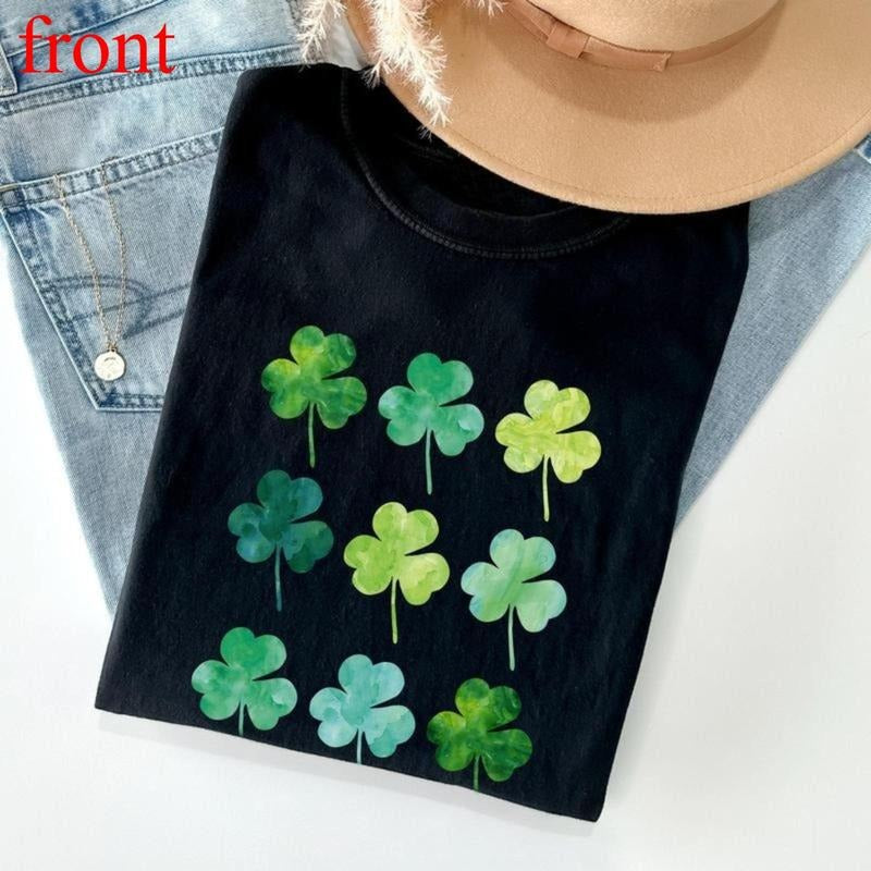 Comfort Colors Women's St Patrick's Day Shirt with Watercolor Shamrocks Pattern Hoodie, Sweatshirt | UrbanDripWear.com