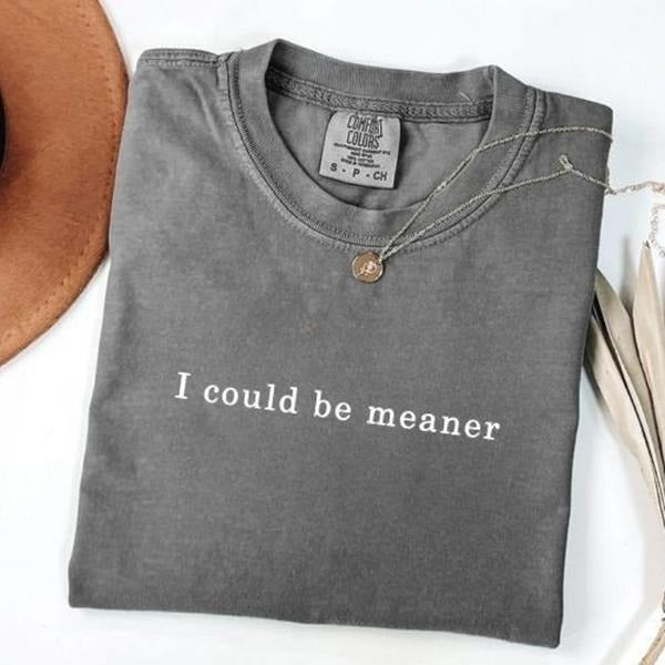 Comfort ColorsI Could Be Meaner T-Shirt, Soft Cotton Crewneck Shirt for Men and Women, Gift for Him or Her, Unisex...