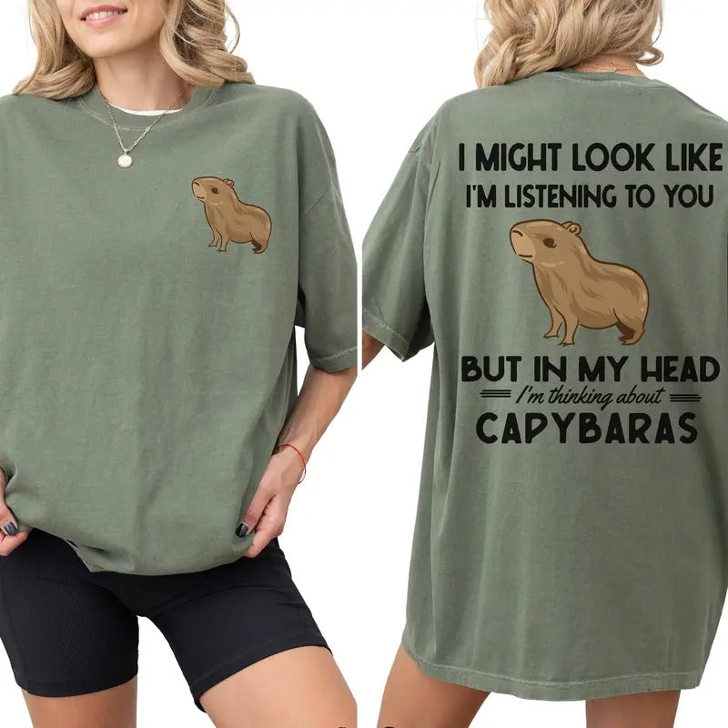 Comfort Colors, In My Head I am Thinking Of Capybaras Vintage Graphic Shirt Hoodie, Sweatshirt | UrbanDripWear.com