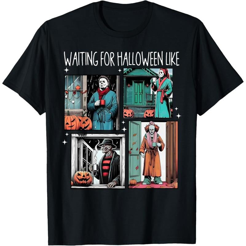 Comfort Cotton Short Sleeve T- Shirt [100% Cotton] Spooky Halloween Vibes T-Shirt With Jack O Lantern Decor. Hoodie,...