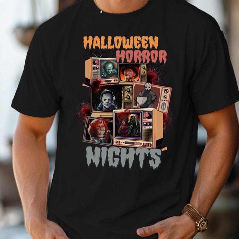 Comfort colors Halloween Horror Nights short sleeve casual cotton graphic tshirt Hoodie, Sweatshirt | UrbanDripWear.com
