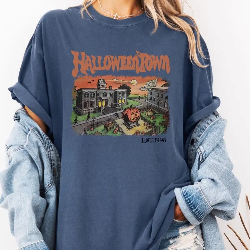 Comfort colors Vintage Halloweentown short sleeve casual cotton graphic tshirt Hoodie, Sweatshirt | UrbanDripWear.com