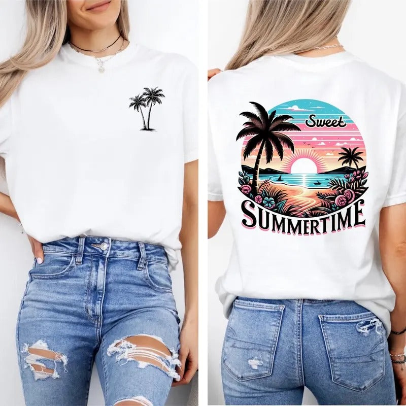 Comfort colors beach in summertime short sleeve cotton casual graphic tshirt Hoodie, Sweatshirt | UrbanDripWear.com