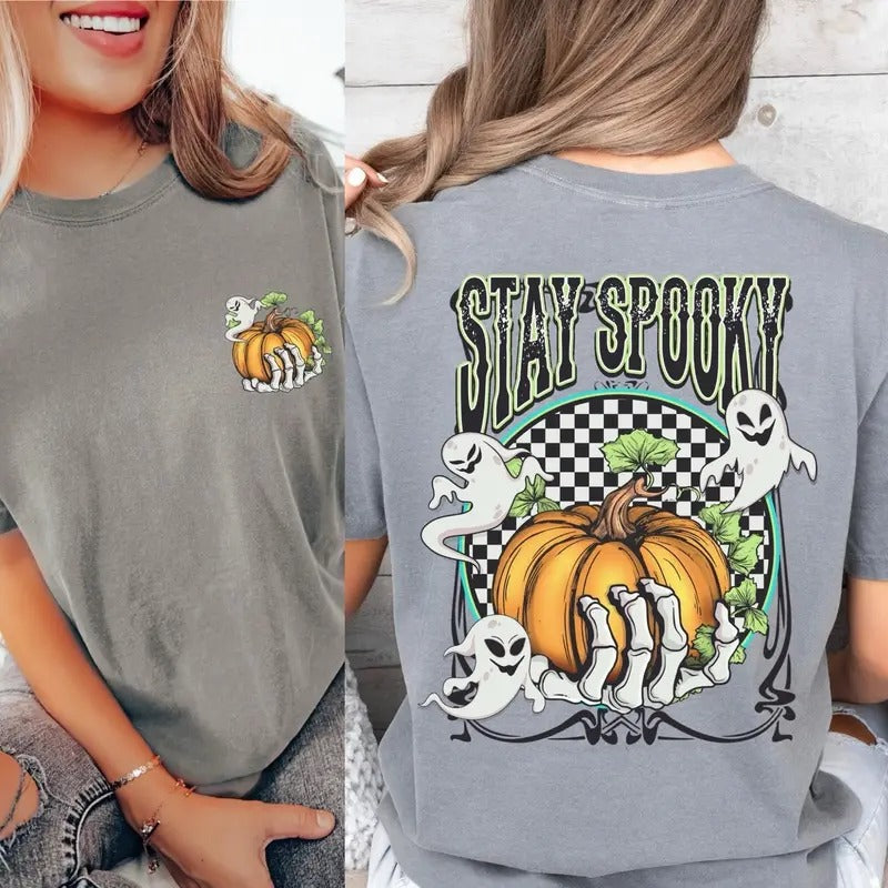 Comfort colors stay spooky short sleeve casual cotton graphic tshirt Hoodie, Sweatshirt | UrbanDripWear.com