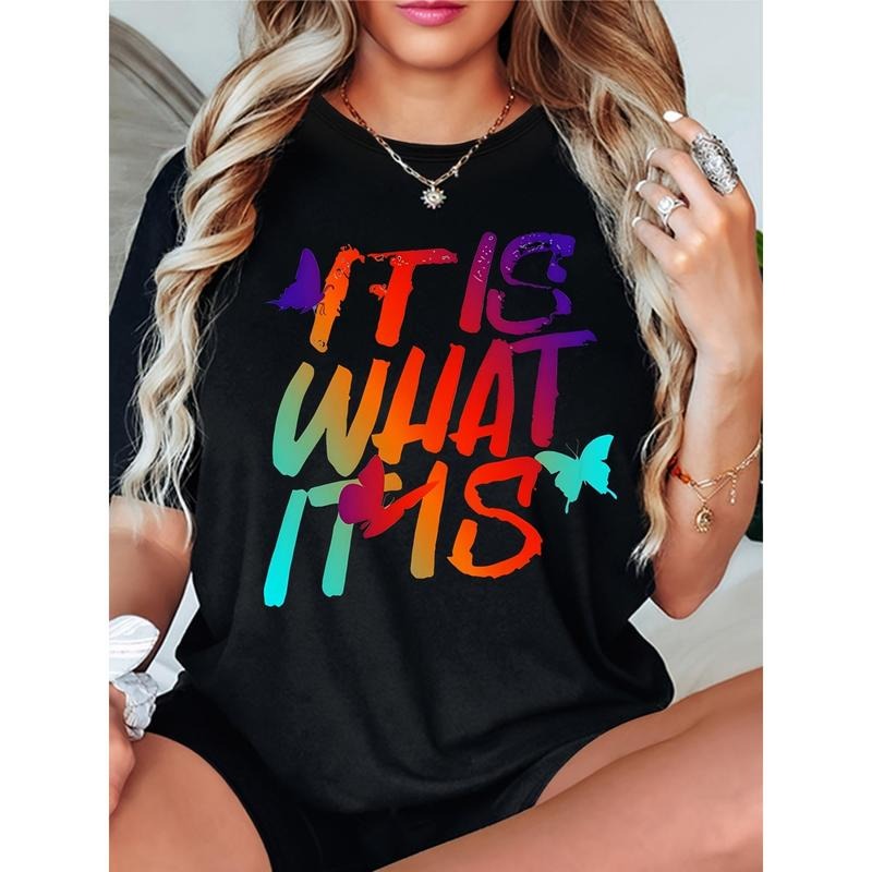 [Comfortable|Casual] Lightweight & Comfortable Women's Casual T-Shirt | Crew Neck, Short Sleeve, "It Is What It Is"...