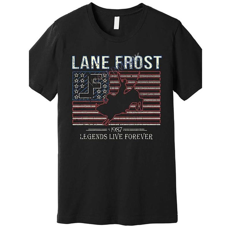 Comfortable Lane Frost Tribute 1pc Men's T-Shirt - 100% Cotton Crew Neck Casual Tee with Medium Stretch Knit Fabric and...