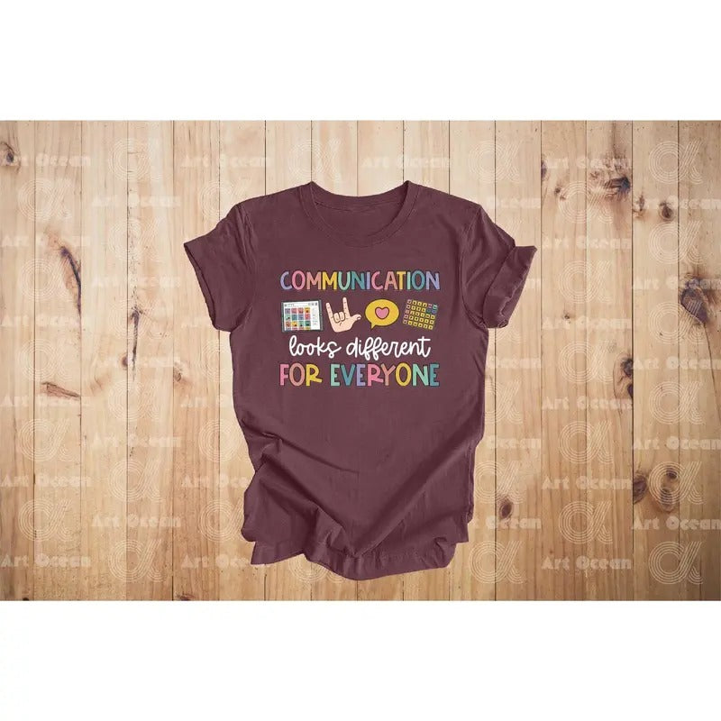 Communication Looks Different For Everyone Shirt, Speech Therapy Shirt, Speech Pathologist Sweatshirt, Slp Hoodie, AAC...