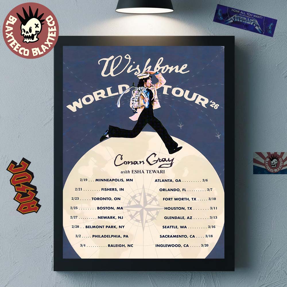 Conan Gray Wishbone World Tour 2026 North America City Dates Home Decor Poster Canvas