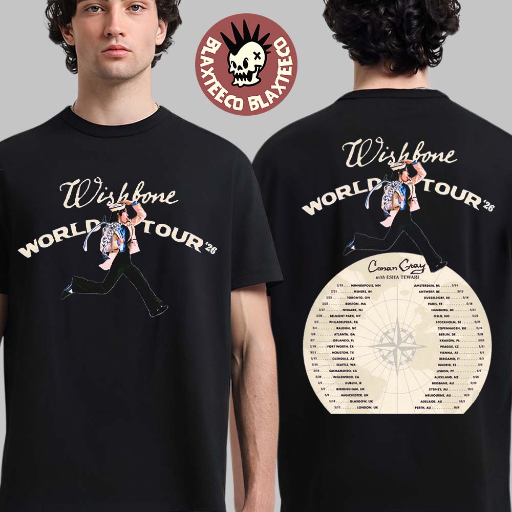 Conan Gray Wishbone World Tour 2026 North America UK And Europe And Australia Schedule Dates Two Sided T-Shirt