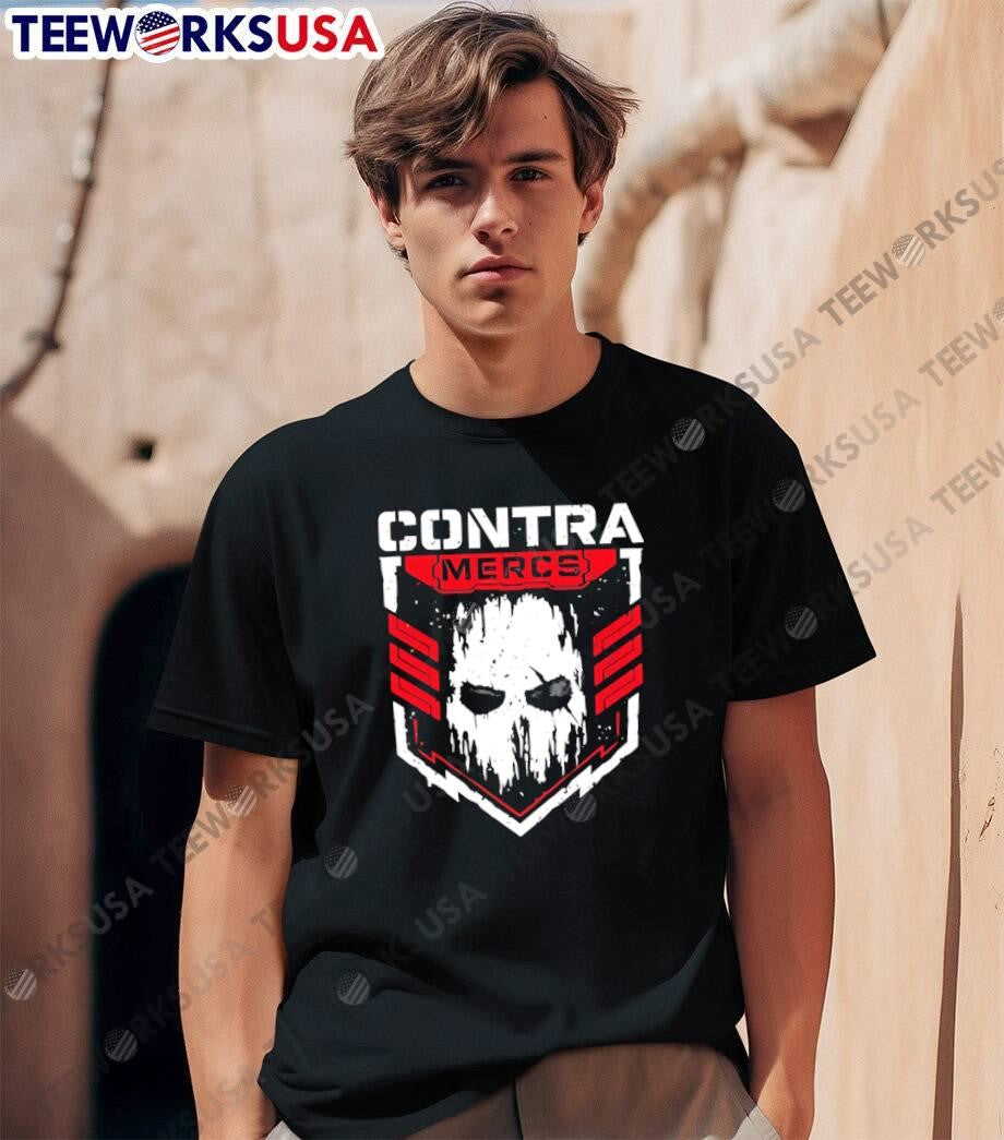Contra Mercs Skull Graphic Red Black T-Shirt